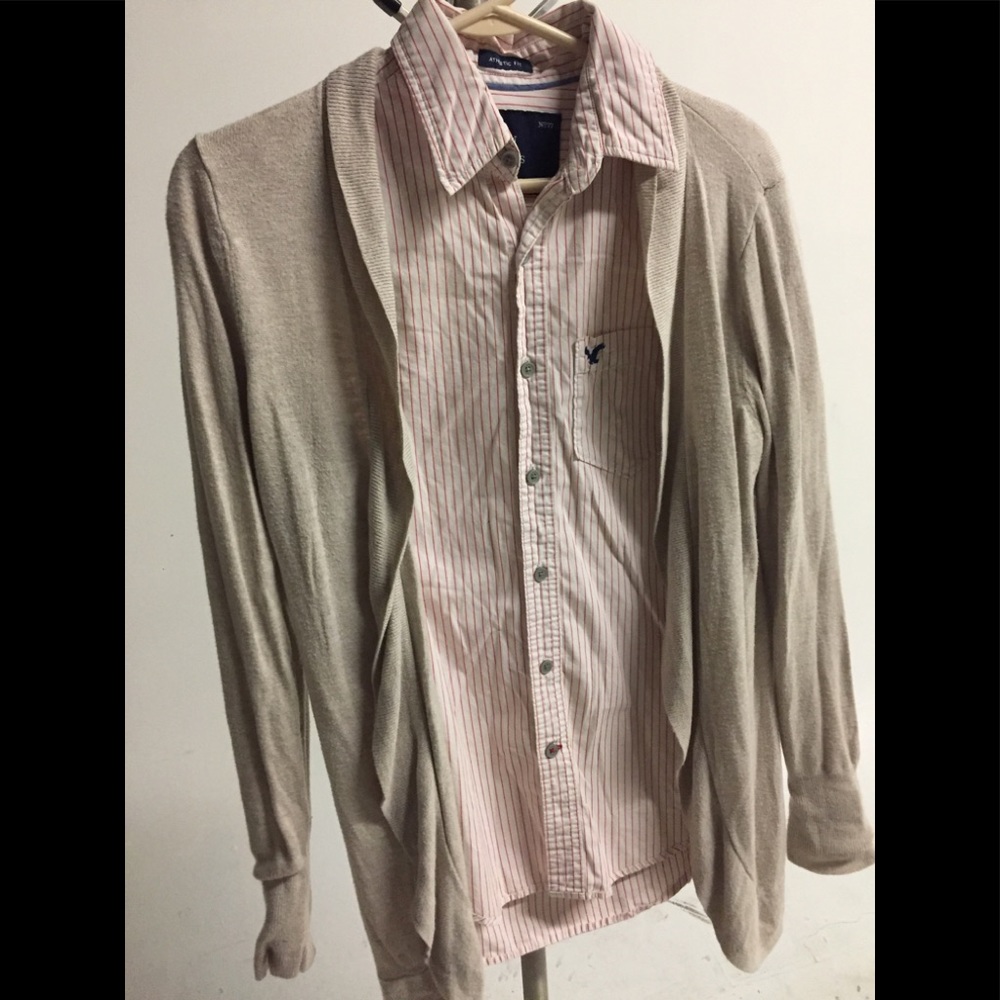 Red pin stripe shirt